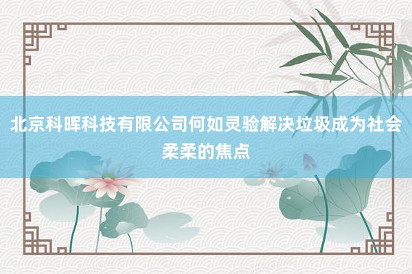 北京科晖科技有限公司何如灵验解决垃圾成为社会柔柔的焦点